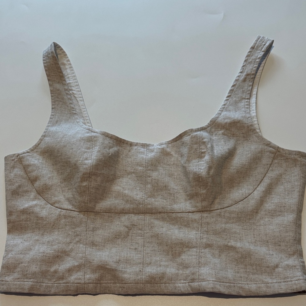 Banana Republic Beige Linen Blend Crop Top